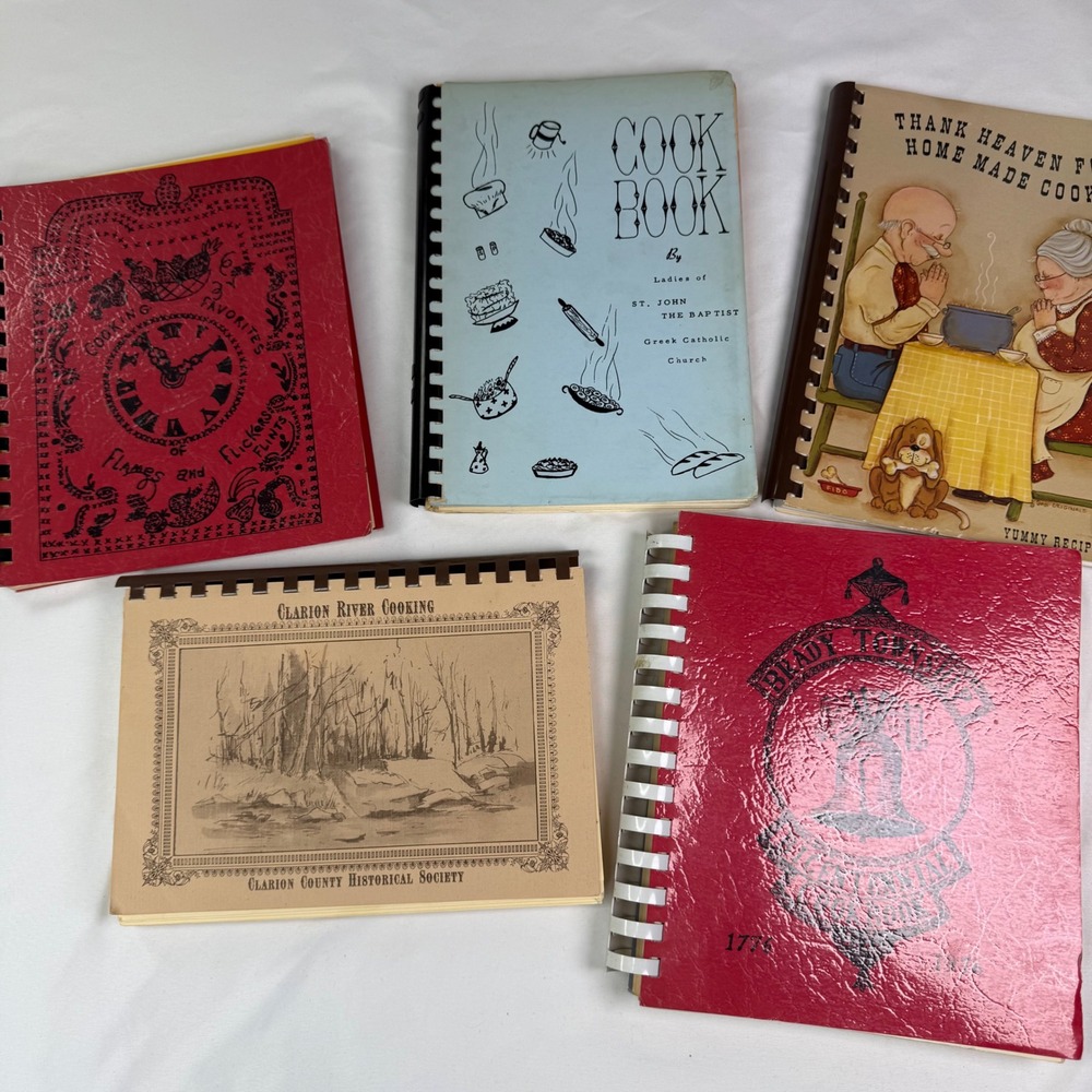 Vintage Community Cookbook Lot of 5 Spiral Bound 1970s-90s Regional Clarion